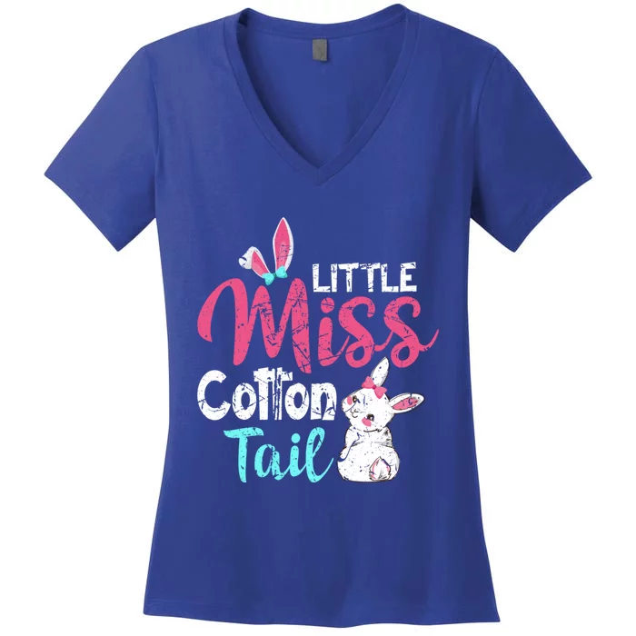 Little Miss Cotton Tail Cute Easter Bunny Vintage Easter Gift Women's V-Neck T-Shirt