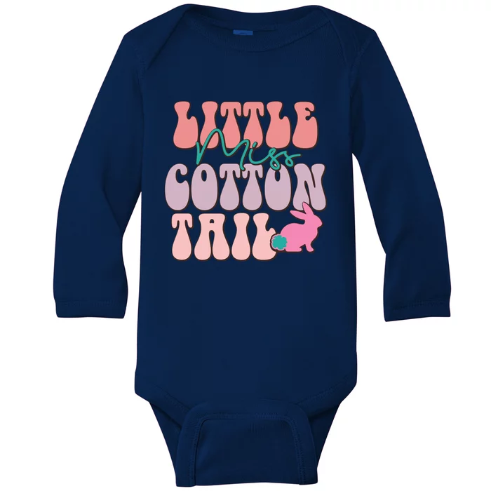 Little Miss Cotton Tail Retro Groovy Funny Happy Easter Day Gift Baby Long Sleeve Bodysuit