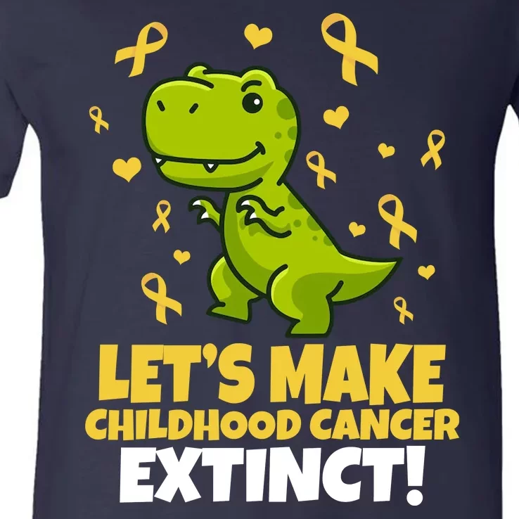 Let's Make Childhood Cancer Extinct Trex V-Neck T-Shirt