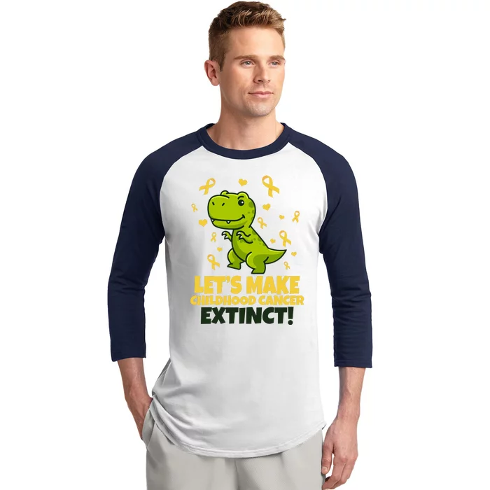 Let's Make Childhood Cancer Extinct Trex Baseball Sleeve Shirt