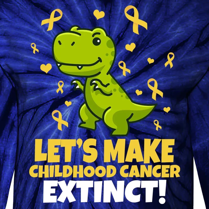 Let's Make Childhood Cancer Extinct Trex Tie-Dye Long Sleeve Shirt