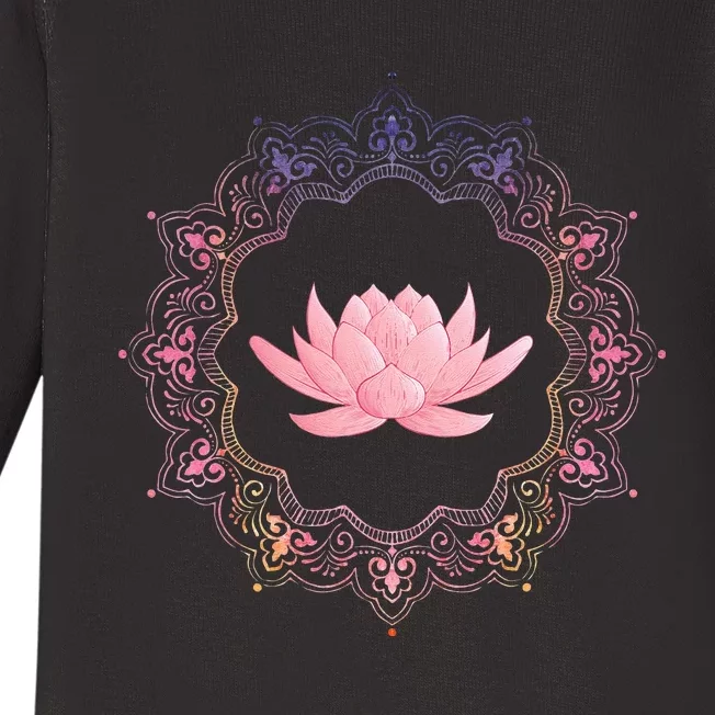 Lotus Mandala Circle Spiritual Yoga Baby Long Sleeve Bodysuit