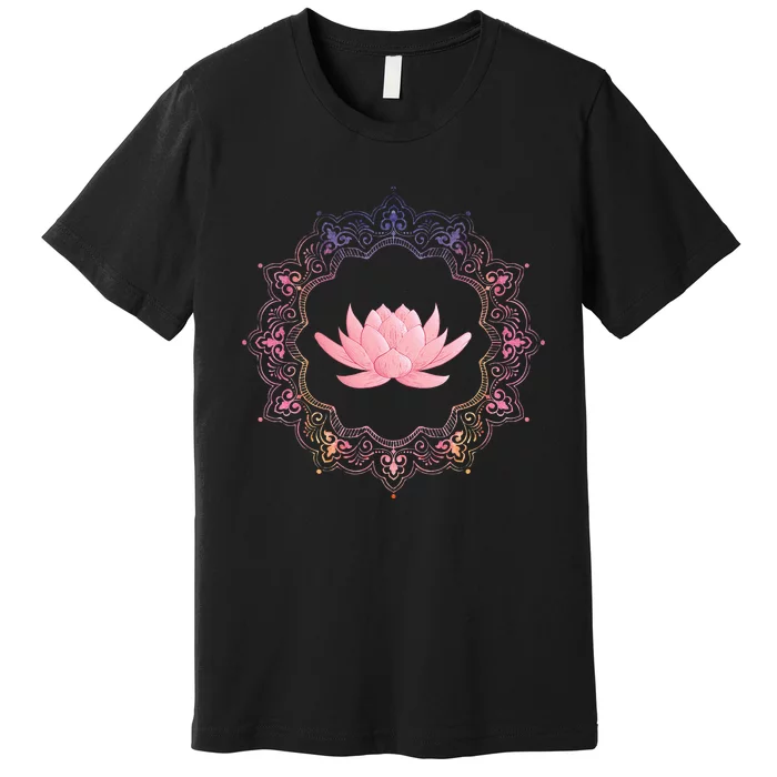 Lotus Mandala Circle Spiritual Yoga Premium T-Shirt