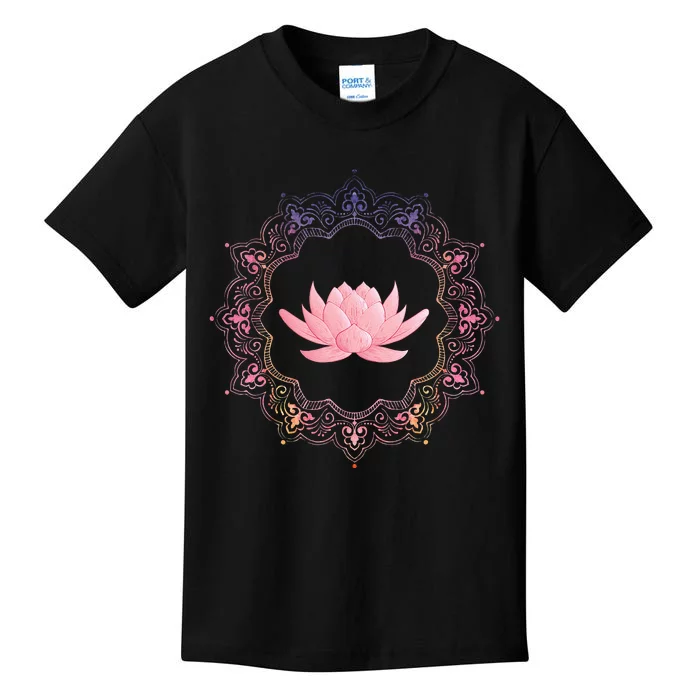 Lotus Mandala Circle Spiritual Yoga Kids T-Shirt