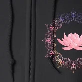 Lotus Mandala Circle Spiritual Yoga Full Zip Hoodie