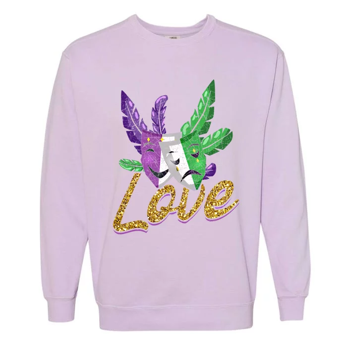 Love Masquerade Carnival Celebration Mardi Gras Funny Gift Garment-Dyed Sweatshirt