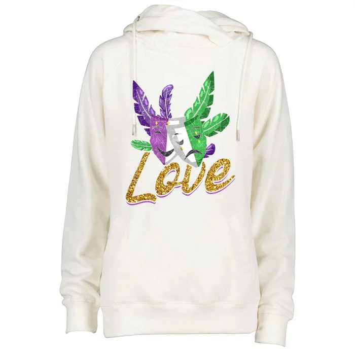 Love Masquerade Carnival Celebration Mardi Gras Gift Womens Funnel Neck Pullover Hood