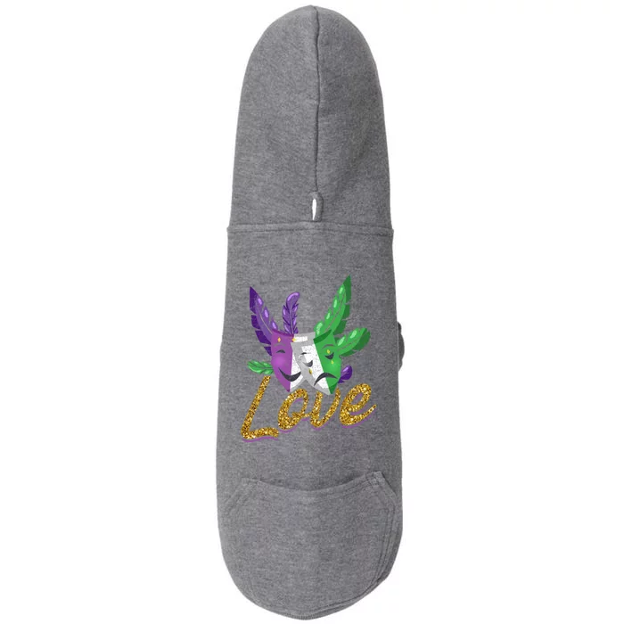 Love Masquerade Carnival Celebration Mardi Gras Gift Doggie 3-End Fleece Hoodie