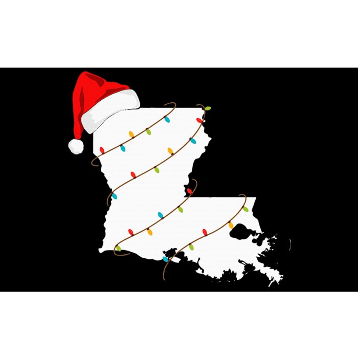 Louisiana Map Christmas With Santa Hat Xmas Lights Bumper Sticker