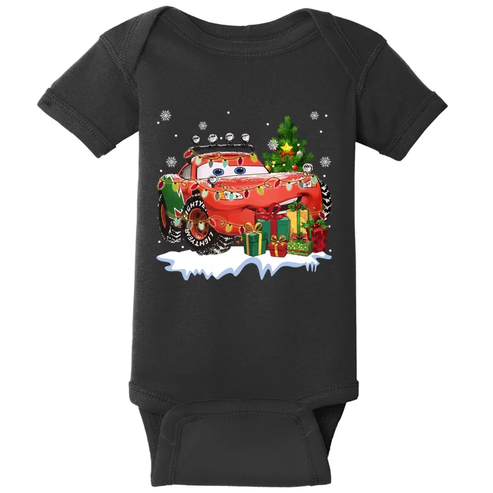 Lightning Mcqueen Christmas Lights Cars Xmas Lover Baby Bodysuit