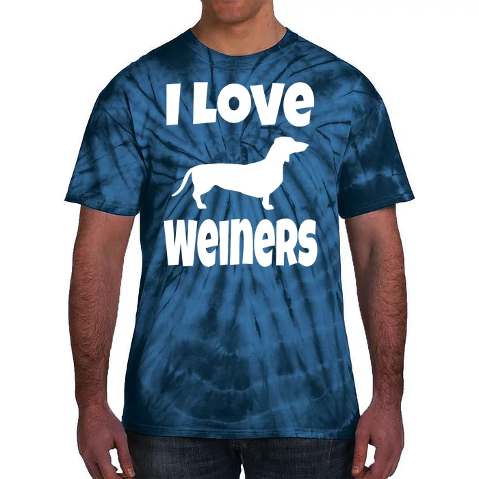 Lover Mom Dad I Love Weiners Gift Weiner Dog Owner Dachshund Tie-Dye T-Shirt