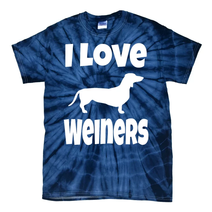 Lover Mom Dad I Love Weiners Gift Weiner Dog Owner Dachshund Tie-Dye T-Shirt