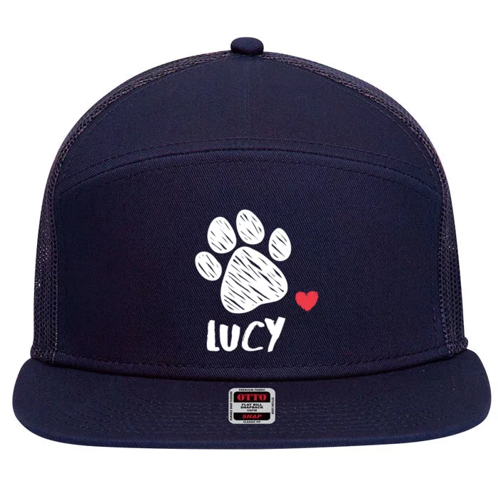 Lucy My Dog Lucy I Love My Dog Lucy Puppy Love Dog Lover Gift 7 Panel Mesh Trucker Snapback Hat