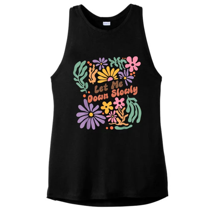 Let Me Down Slowly Floral Art Benjamin Ladies Tri-Blend Wicking Tank