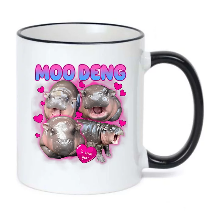 Love Moo Deng Funny Cute Hippo Meme Black Color Changing Mug