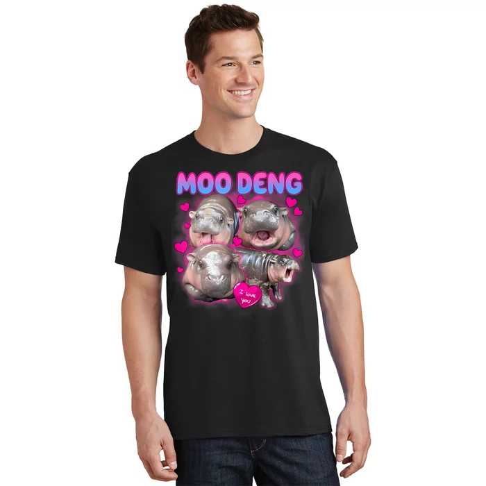 Love Moo Deng Funny Cute Hippo Meme T-Shirt