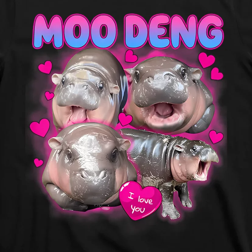 Love Moo Deng Funny Cute Hippo Meme T-Shirt