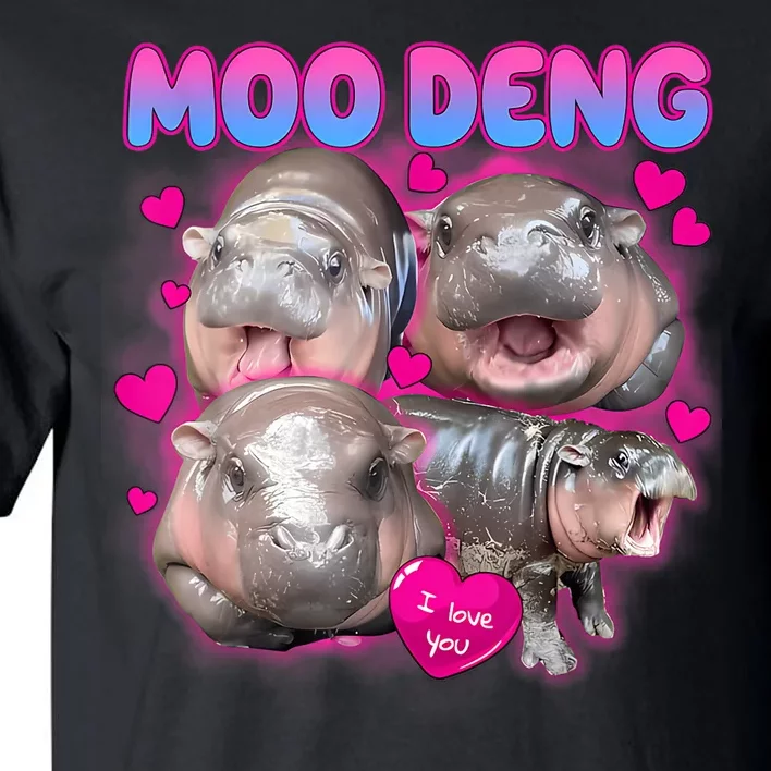 Love Moo Deng Funny Cute Hippo Meme Tall T-Shirt