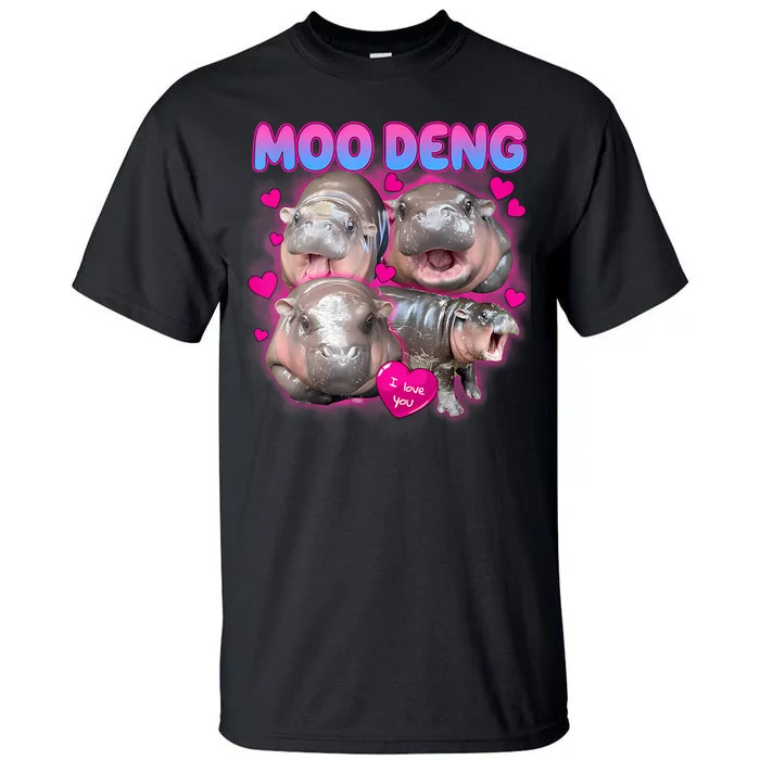 Love Moo Deng Funny Cute Hippo Meme Tall T-Shirt