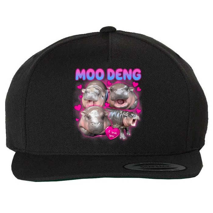 Love Moo Deng Funny Cute Hippo Meme Wool Snapback Cap