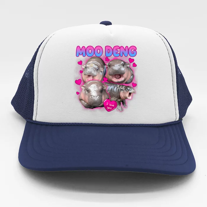 Love Moo Deng Funny Cute Hippo Meme Trucker Hat