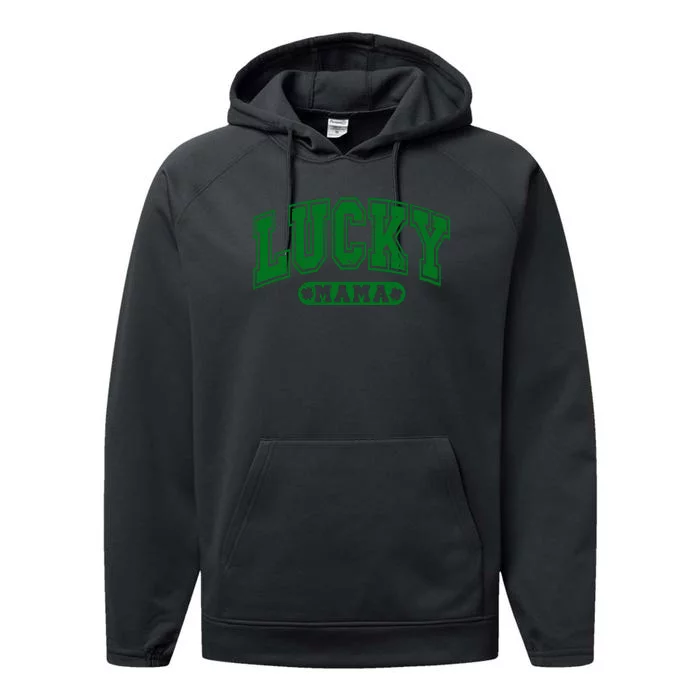 Lucky Mama Distressed St Patricks Day Performance Fleece Hoodie