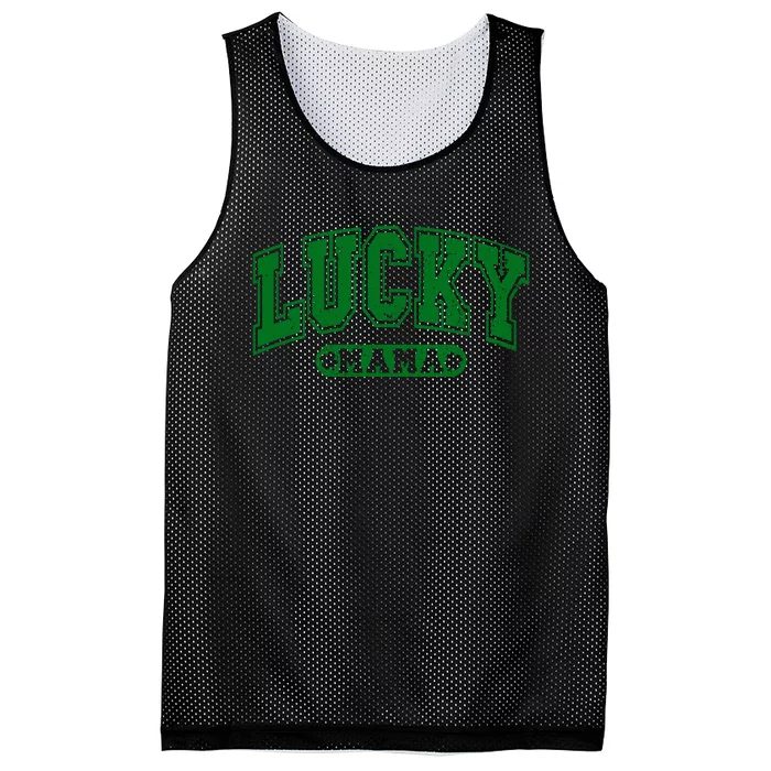 Lucky Mama Distressed St Patricks Day Mesh Reversible Basketball Jersey Tank