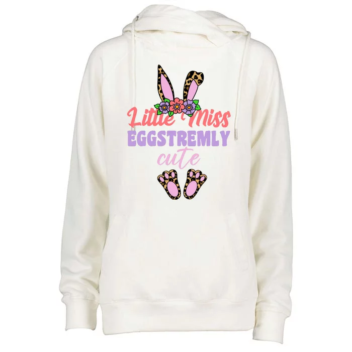 Little Miss Eggstremly Cute Easter Bunny Womens Funnel Neck Pullover Hood