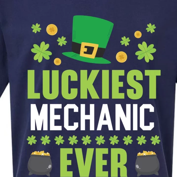 Luckiest Mechanic Ever St Patrick's Saint Pattys Day Meaningful Gift Sueded Cloud Jersey T-Shirt