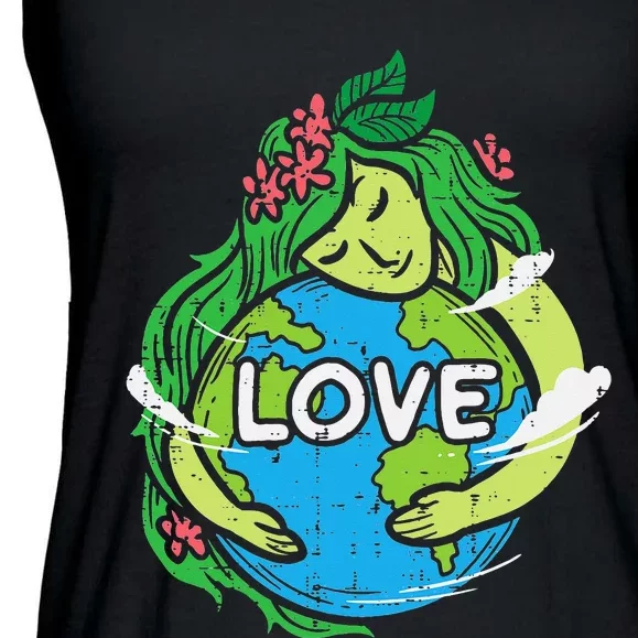 Love Mother Earth Planet Hug Nature Environment Earth Day Ladies Essential Flowy Tank