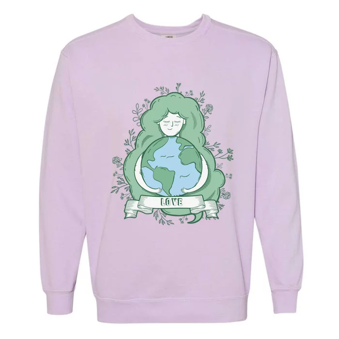 Love Mother Earth Day Save Our Planet Environt Green Gift Garment-Dyed Sweatshirt