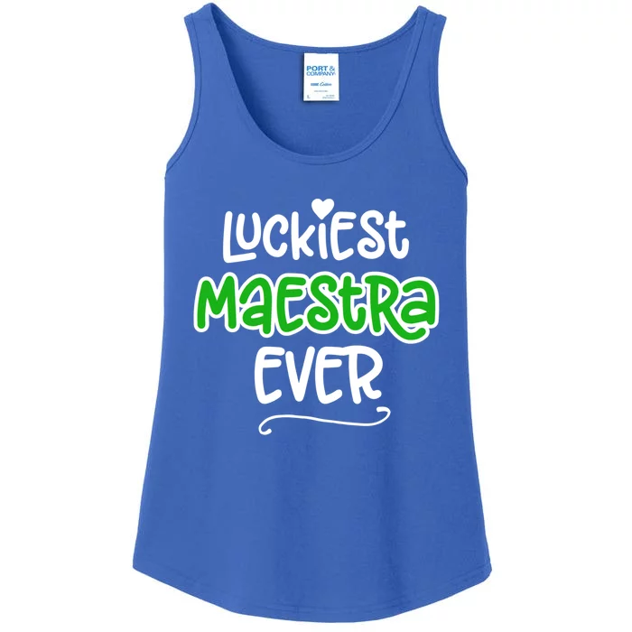 Luckiest Maestra Ever Bilingual Spanish Teacher Funny Gift Ladies Essential Tank