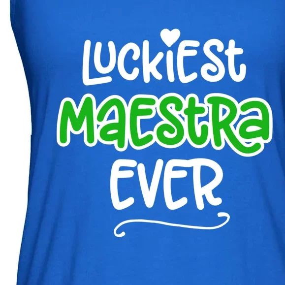 Luckiest Maestra Ever Bilingual Spanish Teacher Funny Gift Ladies Essential Flowy Tank