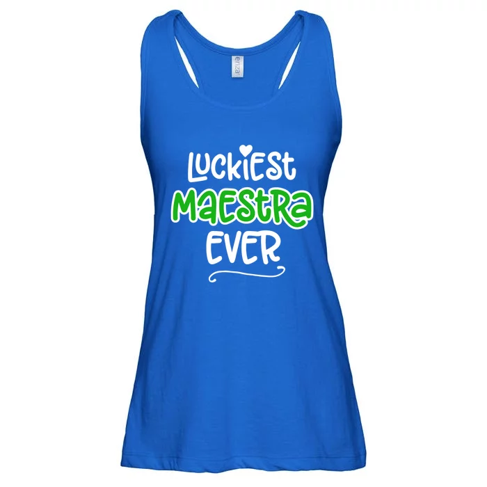 Luckiest Maestra Ever Bilingual Spanish Teacher Funny Gift Ladies Essential Flowy Tank