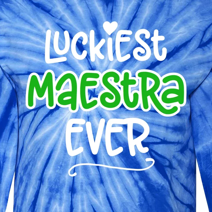 Luckiest Maestra Ever Bilingual Spanish Teacher Funny Gift Tie-Dye Long Sleeve Shirt