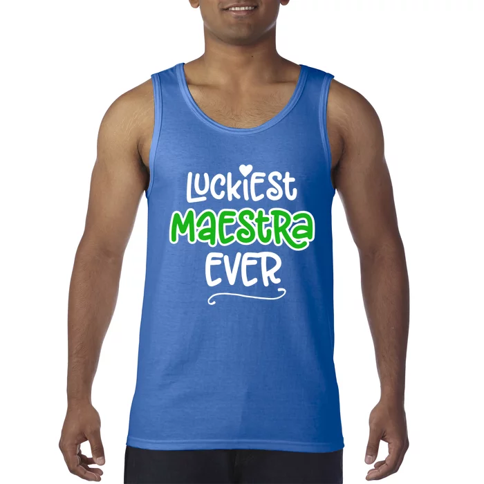 Luckiest Maestra Ever Bilingual Spanish Teacher Funny Gift Tank Top