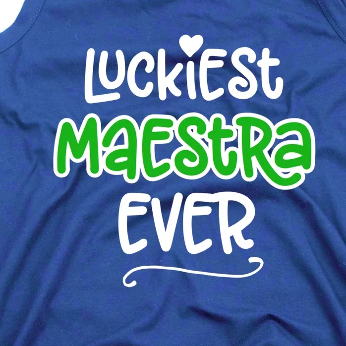 Luckiest Maestra Ever Bilingual Spanish Teacher Funny Gift Tank Top