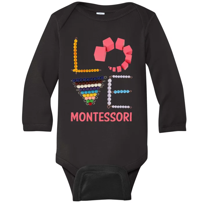 Love Montessori Education Math Teacher Baby Long Sleeve Bodysuit