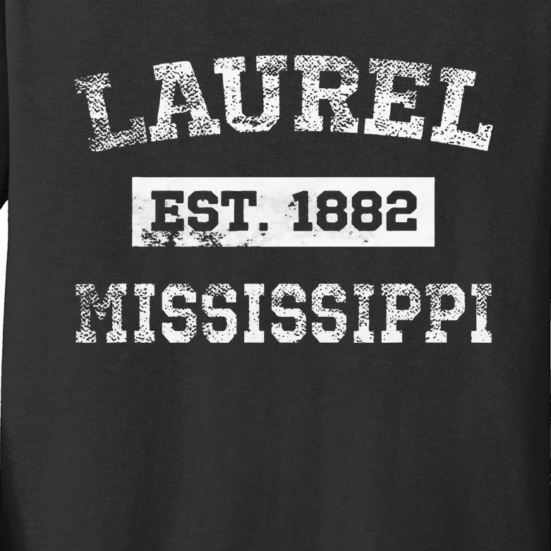 Laurel Mississippi Est. 1882 Distressed Kids Long Sleeve Shirt