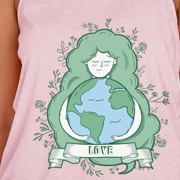 Love Mother Earth Day Save Our Planet Environt Green Gift Women's Knotted Racerback Tank