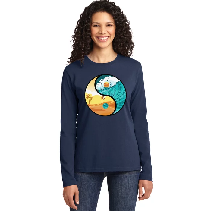 Love Mother Earth Yin Yang Save The Planet Symbolic Apparel Ladies Long Sleeve Shirt