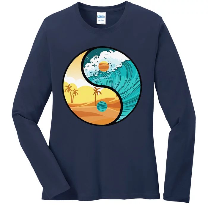 Love Mother Earth Yin Yang Save The Planet Symbolic Apparel Ladies Long Sleeve Shirt