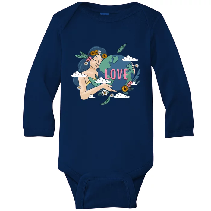 Love Mother Earth 52nd Earth Day Save Our Planet Environt Cute Gift Baby Long Sleeve Bodysuit