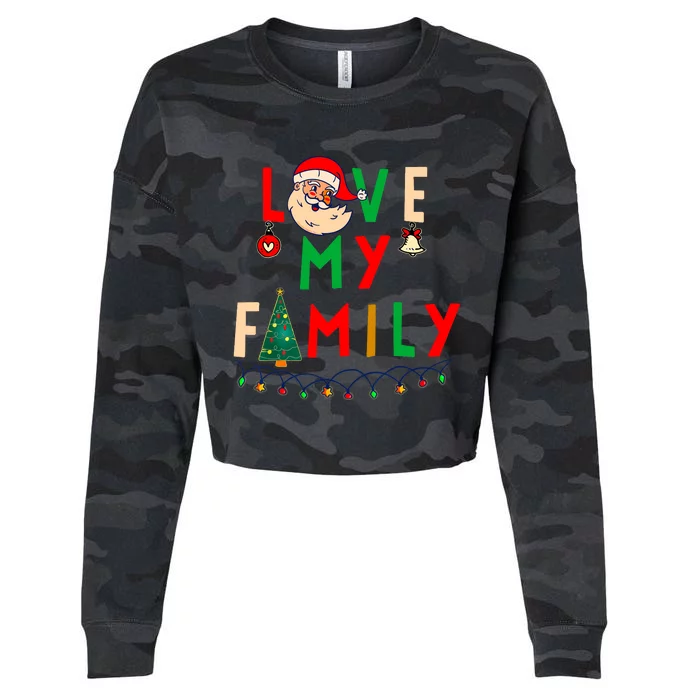 Love My Family Vintage Santa Family Christmas Pajama Cropped Pullover Crew