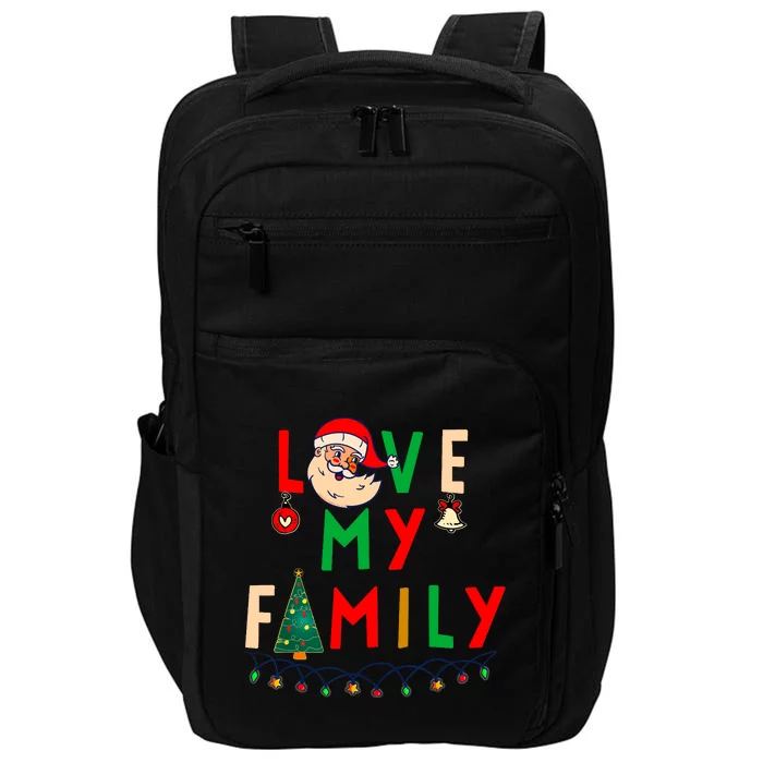 Love My Family Vintage Santa Family Christmas Pajama Impact Tech Backpack