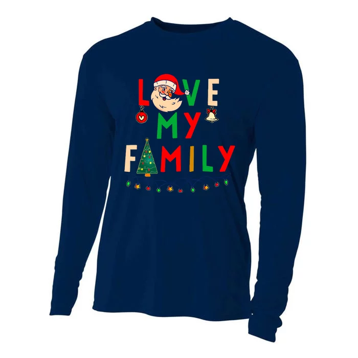 Love My Family Vintage Santa Family Christmas Pajama Cooling Performance Long Sleeve Crew