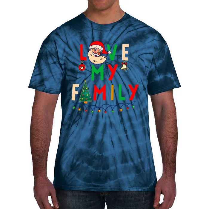 Love My Family Vintage Santa Family Christmas Pajama Tie-Dye T-Shirt