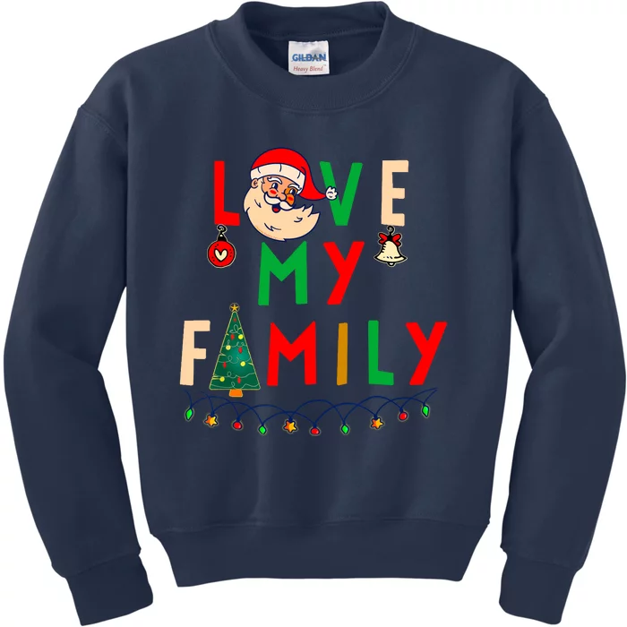 Love My Family Vintage Santa Family Christmas Pajama Kids Sweatshirt