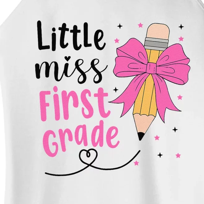 Little Miss First Grade Back To School Rainbow Women’s Perfect Tri Rocker Tank