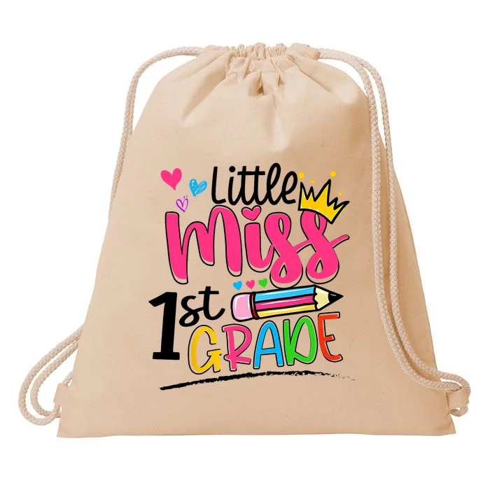 Little Miss First Grade Back To School 1st Grader Kids Drawstring Bag